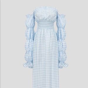 SLEEPER Women's Michelin Blue Gingham Linen Dress
